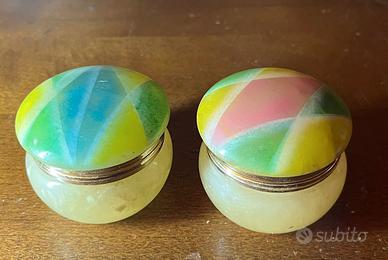 coppia portagioie in alabastro 