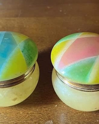 coppia portagioie in alabastro 