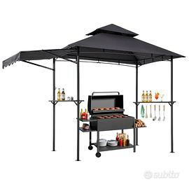 Gazebo per Barbecue Esterno con Tettoia 2 Livelli