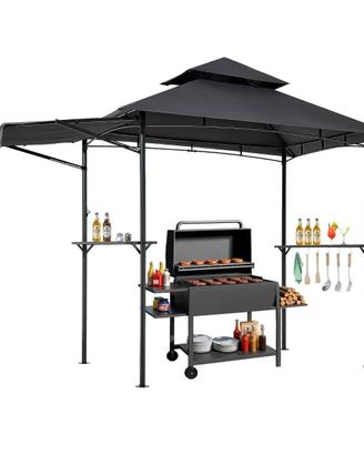 Gazebo per Barbecue Esterno con Tettoia 2 Livelli
