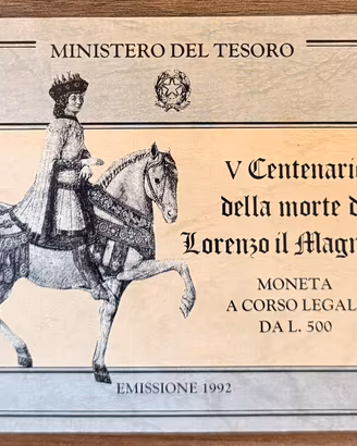 Moneta Argento 500 Lire 1992