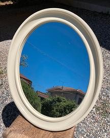 SPECCHIO OVALE VINTAGE BEIGE ANNI 70 Carrara Matta