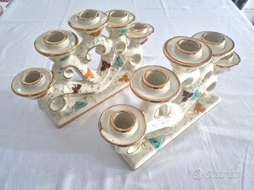 Candelabri in ceramica Ars Deruta coppia anni '50
