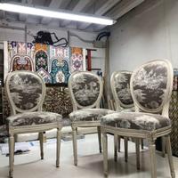 sedie Luigi XVI francesi in Toile de Joui