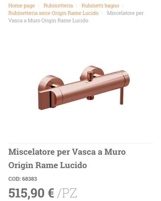 Rubinetteria VITRA Serie Origin (rame lucido PVD)