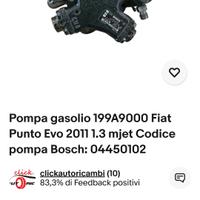 pompa gasolio fiat grande punto 1300 Multijet 