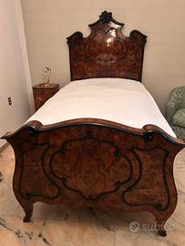 Letto e armadio fine 800 radica di noce