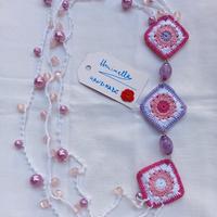 collana lunga uncinetto granny rosa