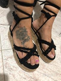 Sandali alti donna con lacci nero ( n” 37 )