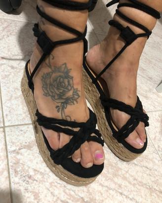 Sandali alti donna con lacci nero ( n” 37 )