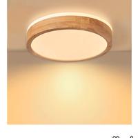 Plafoniera led rotonda in legno luce bianco calda