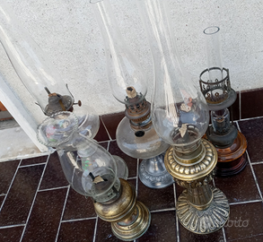 Lucerne ad olio meta' 900 in vetro ottone peltro