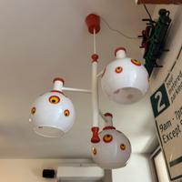 LAMPADARIO VINTAGE SPACE AGE VETRO OPALINO