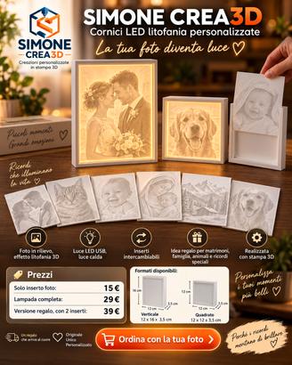 Cornice LED litofania 3D personalizzata