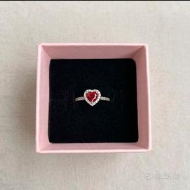 anello pandora cuore rosso misura 52. originale