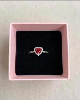 anello pandora cuore rosso misura 52. originale