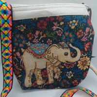 Borsa etnica a tracolla con elefante ricamato