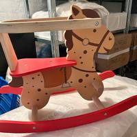 Cavallo a dondolo in legno naturale