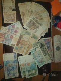 banconote lira da 1000,2000, 5000, 10000 e 50000