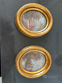 Coppia di miniature con soggetto paesaggistico