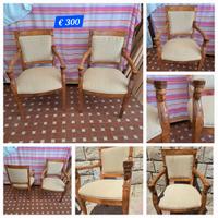 Poltrona in coppia stile impero in legno Massello