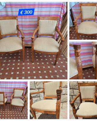 Poltrona in coppia stile impero in legno Massello