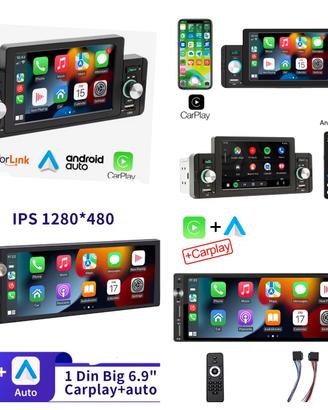 Autoradio Universale 1 Din CarPlay Android Auto 