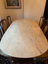 Tavolo Vintage in noce con piano in marmo