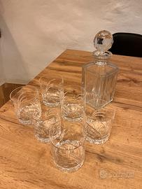 Set 6 bicchieri più decanter whisky in cristallo