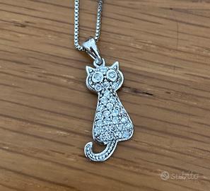 Girocollo con ciondolo gattino in argento 925