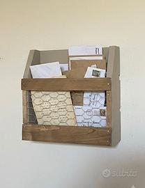Porta Lettere da parete in legno e rete