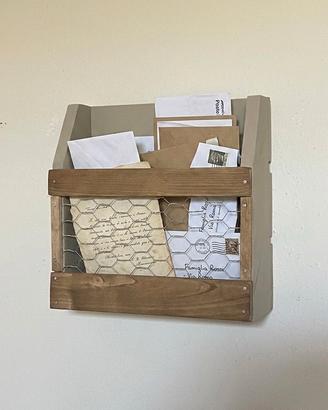 Porta Lettere da parete in legno e rete