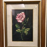 QUADRO RICAMO MEZZO PUNTO - ROSA