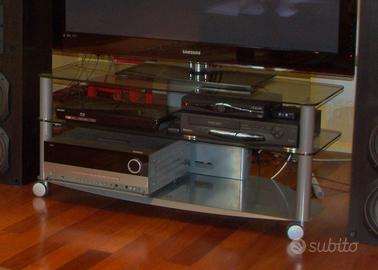 Carrello in vetro e acciaio porta TV e console