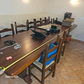 Tavolo in legno per taverna L 3,5 mt con 14 sedie