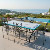 TAVOLO IN PIETRA LAVICA MIS. 200X100 CM. COMPLETO