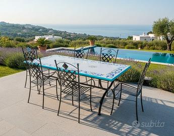 TAVOLO IN PIETRA LAVICA MIS. 200X100 CM. COMPLETO