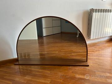 Grande specchio con mensola in legno vero