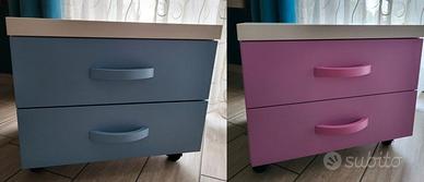 Comodini per cameretta (azzurro e rosa)