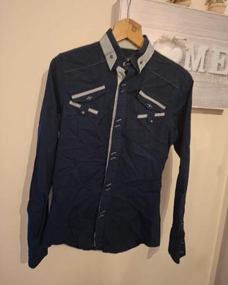 Camicia Uomo ADAMUS Slim Fit Blu Notte Tg S