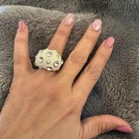 Anello bombato panna con Swarovski BY SIMON