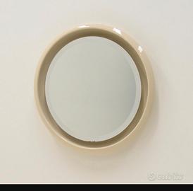 Specchio rotondo in ceramica anni '60 modernariato