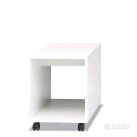 Cubo Carrello in legno bianco con ruote