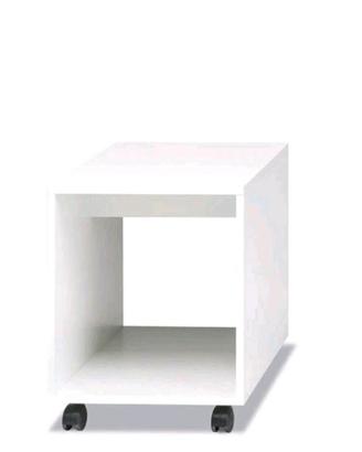 Cubo Carrello in legno bianco con ruote