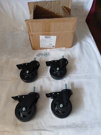 Set 4 ruote piroettanti  con freno 100×32mm. NUOVE