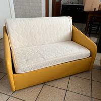 Divano letto 2 posti in pelle e doghe legno