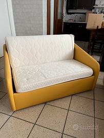 Divano letto 2 posti in pelle e doghe legno