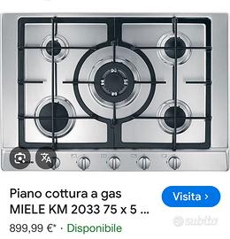piastra a gas miele 5 fuochi