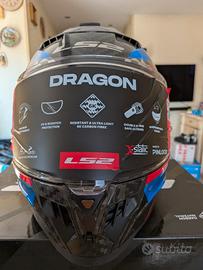 LS2 Dragon Carbon Trax Blue Red Taglia S 