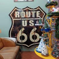 Rara Targa Vintage in metallo "Route 66" 